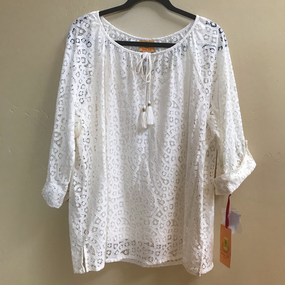 Ruby Rd Lace Top NWT Cream Size XL